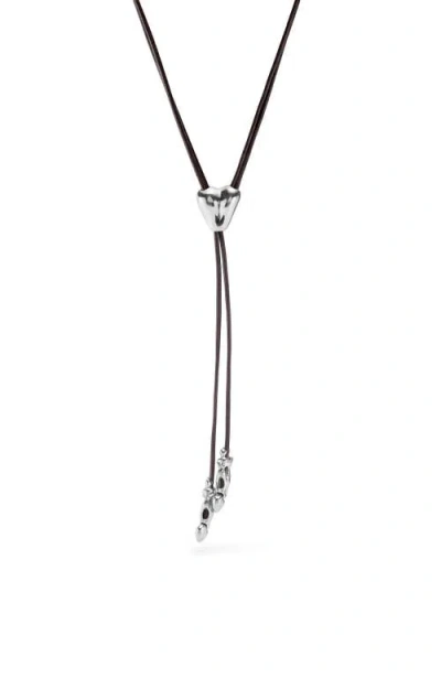 Unode50 Leather And Metal Alloy Heart Necklace In Black