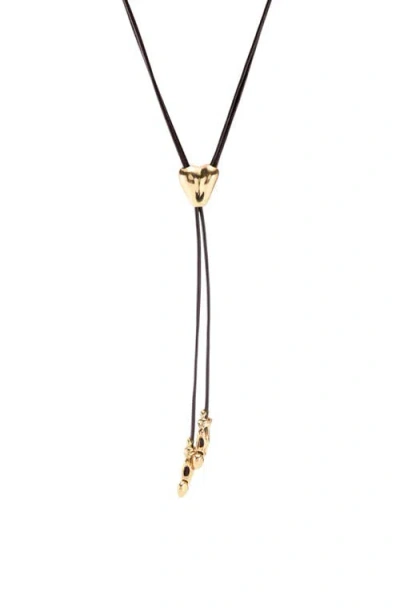 Unode50 Leather And Metal Alloy Heart Necklace In Black