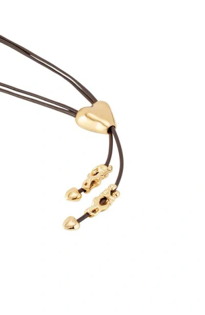 Unode50 Leather And Metal Alloy Heart Necklace In Black