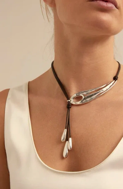 Unode50 18k Gold And Silver Short Adjustable Latigo Necklaces