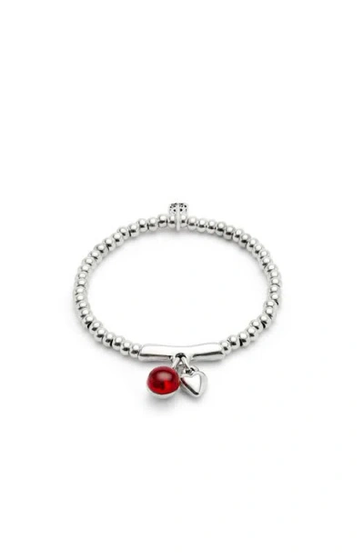 Unode50 Beaded Bracelet With Red Murano Glass In Metallic