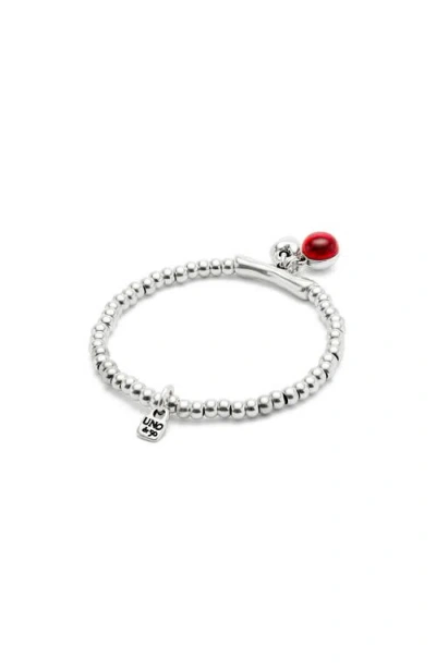 Unode50 Beaded Bracelet With Red Murano Glass In Metallic
