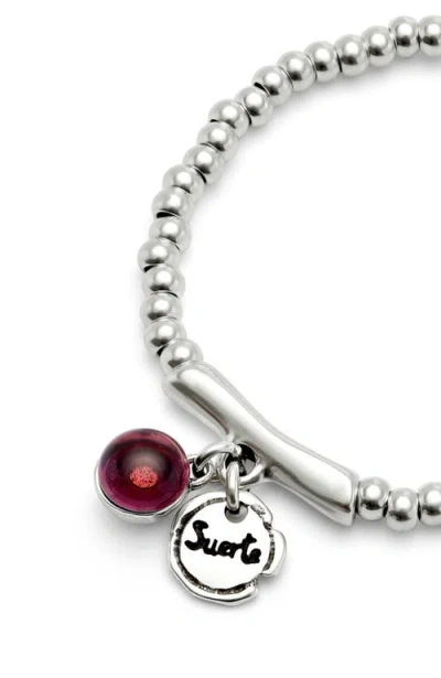 Unode50 Beaded Bracelet With Red Murano Glass In Metallic