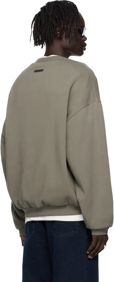 Essentials Gray 90s Fit Fleece Crewneck Sweatshirt In Gold