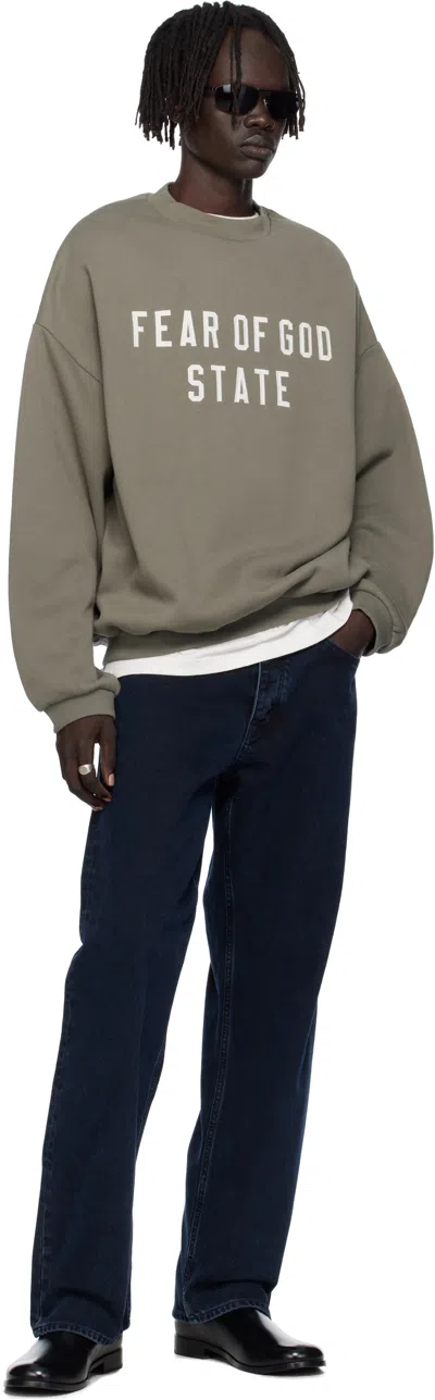 Essentials Gray 90s Fit Fleece Crewneck Sweatshirt In Gold