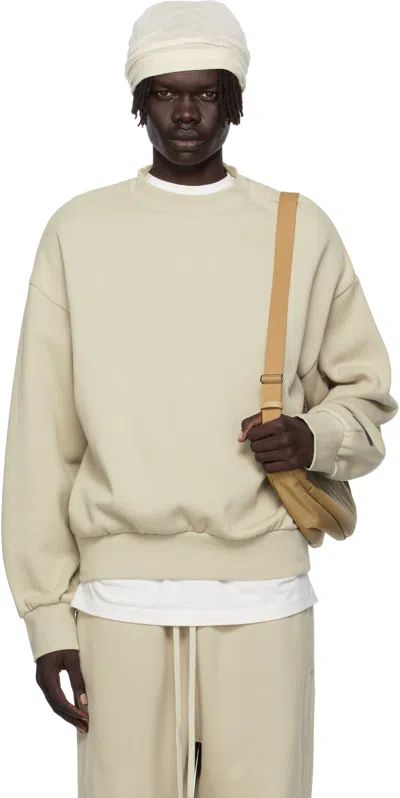Essentials Taupe Classic Fit Fleece Crewneck Sweatshirt In Metallic