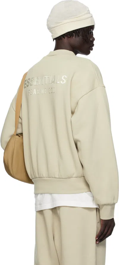 Essentials Taupe Classic Fit Fleece Crewneck Sweatshirt In Metallic