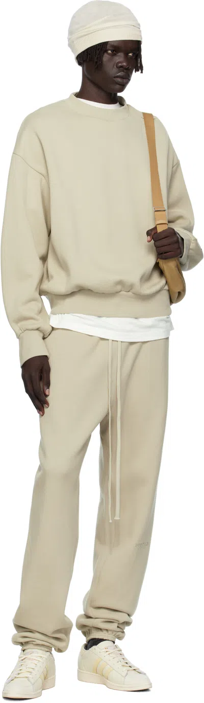 Essentials Taupe Classic Fit Fleece Crewneck Sweatshirt In Metallic