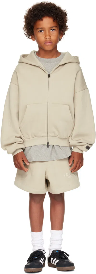 Essentials Kids Taupe Fleece Soccer Shorts In Gray