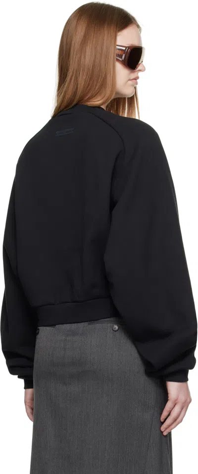 Essentials Black Fleece Raglan Crewneck Sweatshirt In Black
