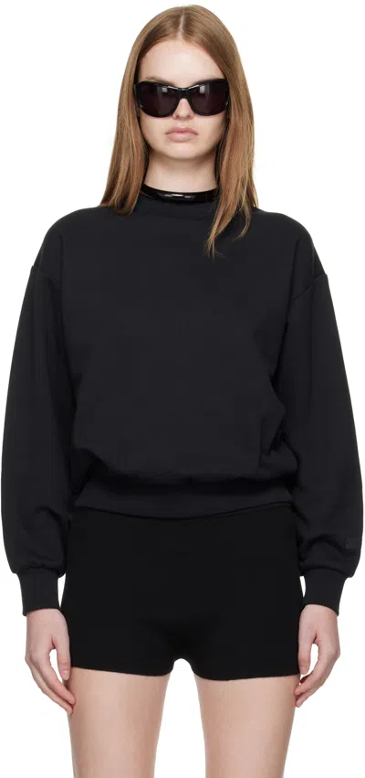 Essentials Black Classic Fit Crewneck Sweatshirt In Black
