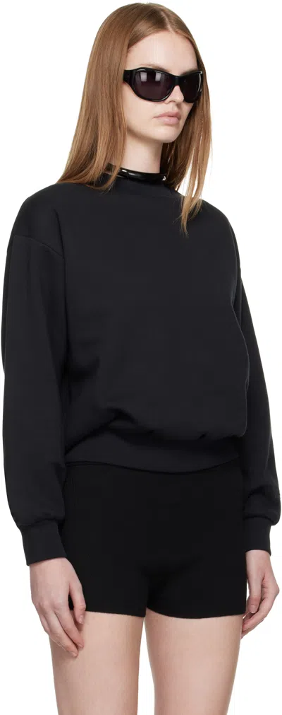 Essentials Black Classic Fit Crewneck Sweatshirt In Black