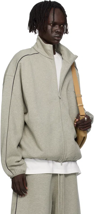 Essentials Gray Modern Fit Fleece Track Jacket In Gray