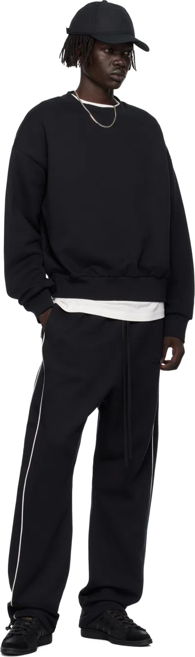 Essentials Black Classic Fit Fleece Crewneck Sweatshirt In Black