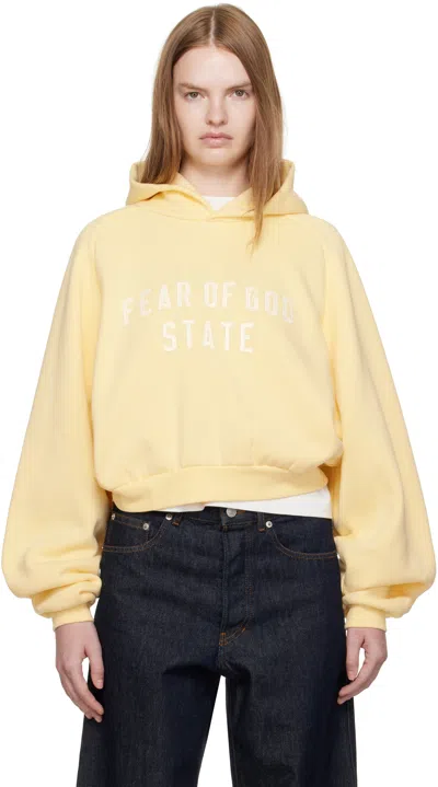 Essentials Embroidered-logo Hoodie In Yellow