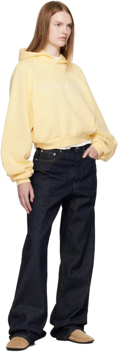 Essentials Embroidered-logo Hoodie In Yellow