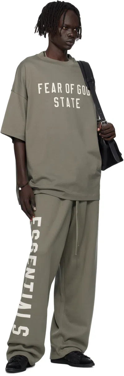 Essentials Lounge Drawstring Fleece Track Pants In Green