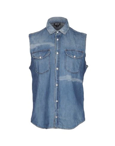 Just Cavalli Denim Shirt In Blue