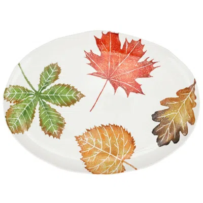 Vietri Autunno Assorted Leaves Large Oval Platter In Multi