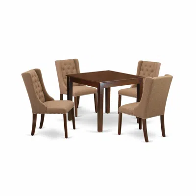 East West Furniture 5-pc Dining Room Table Set Includes 1 Dining Table With Square Table Top In Brown