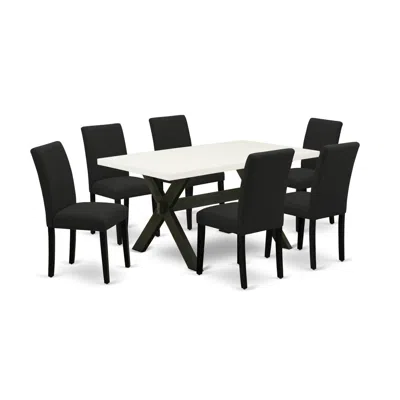 East West Furniture 7-piece Dinette Set Includes 6 Dining Room Chairs With Upholstered Seat And High Back And A Rectangu In Black