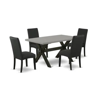 East West Furniture 5-pc Dining Table Set Included 4 Dining Chair Upholstered Nails Head Seat And Stylish Chair Back And In Black