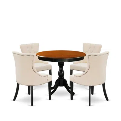 East West Furniture 5-piece Round Dining Table Set In Multi