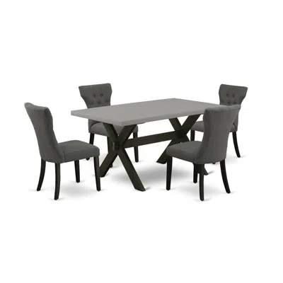 East West Furniture 5-piece Dining Set Included 4 Dining Chairs Upholstered Seat And High Button Tufted Chair Back And R In Gray