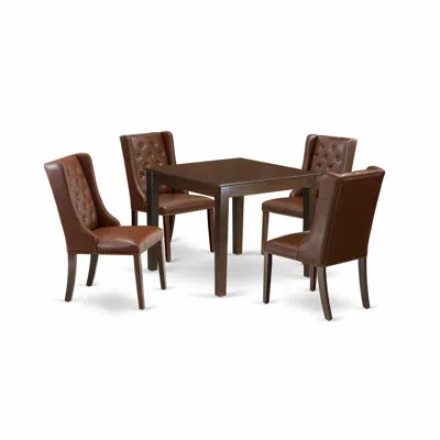 East West Furniture 5-piece Kitchen Room Table Set Includes 1 Dining Table With Square Table Top In Brown