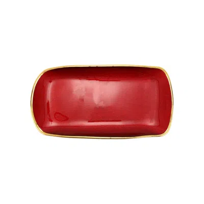 Vietri Metallic Glass Ruby Rectangular Tray In Red