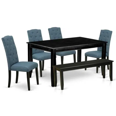 East West Furniture Dining Room Set Black, Duce6-blk-21 In Multi