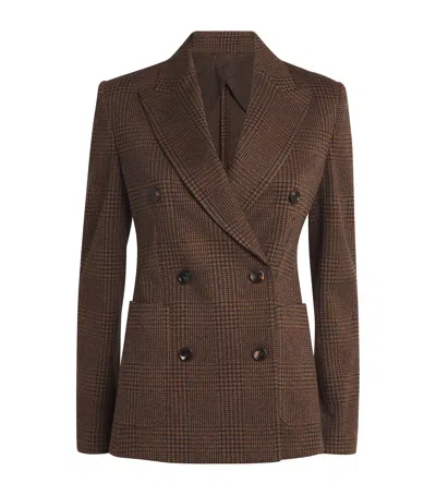 Max Mara Zulma Houndstooth Check Double Breasted Jacket In Brown