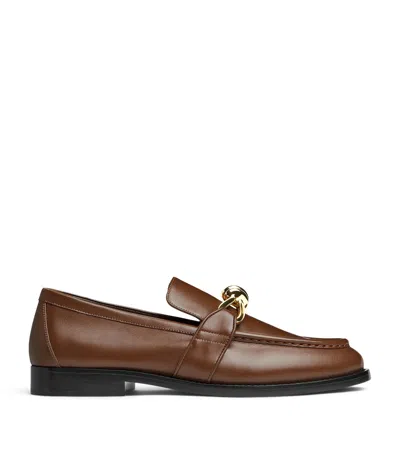 Bottega Veneta Astaire Knot Leather Loafers In Brown