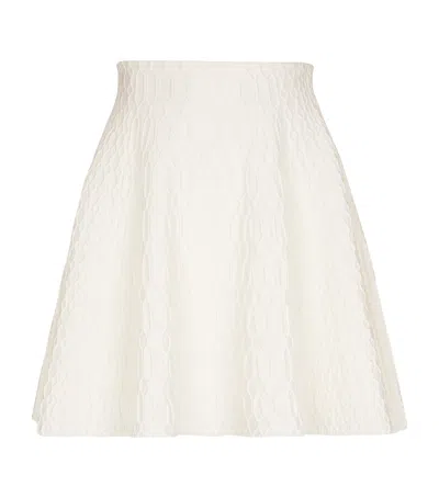 Balmain Crocodile-knit Flared Midi Skirt In White