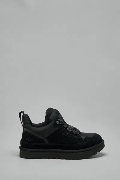 Ugg Low-top Leather And Textile Sneakers With Rubber Sole In Black