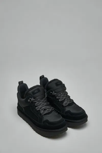 Ugg Low-top Leather And Textile Sneakers With Rubber Sole In Black