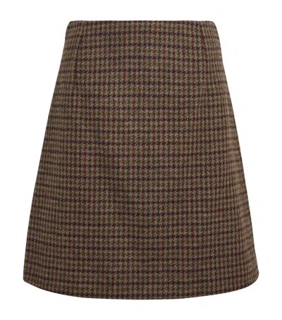 Weekend Max Mara Houndstooth Wool-blend Mini Skirt In Brown