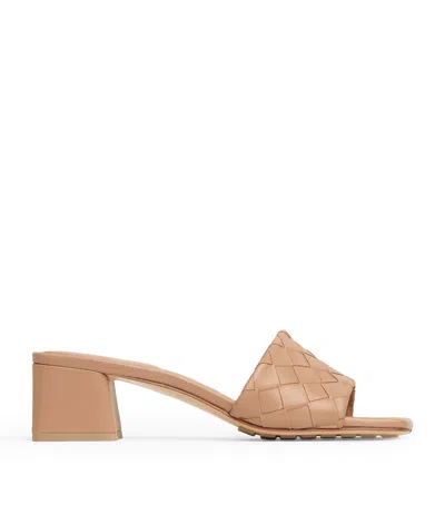 Bottega Veneta Lambskin Parco Heeled Mules 45 In Brown