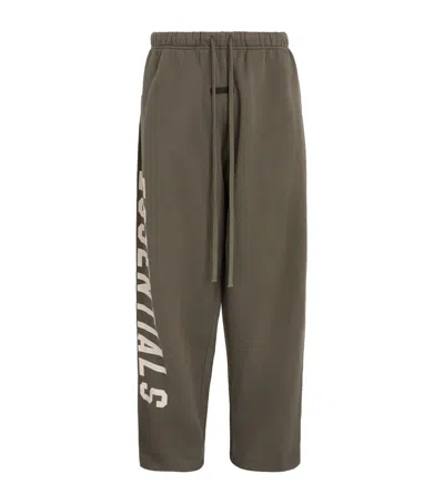 Essentials Lounge Drawstring Fleece Track Pants In Green