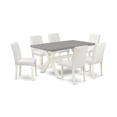 East West Furniture 7-piece Beautiful Rectangular Dining Room Table Set An Excellent Cement Color Kitchen Table Top And  In Multi