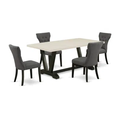 East West Furniture 5-pc Dining Table Set Included 4 Parson Chairs Upholstered Seat And High Button Tufted Chair Back An In Multi