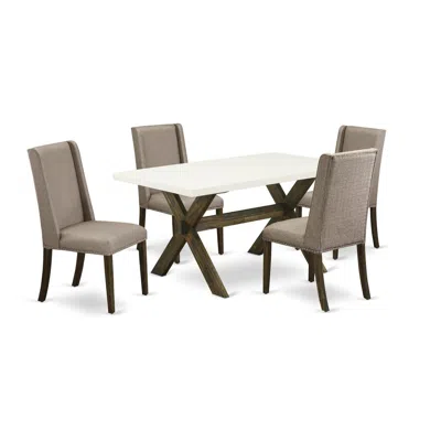 East West Furniture 5-pc Dining Table Set In Brown