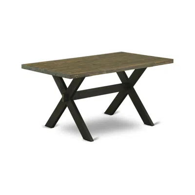 East West Furniture X-style Dining Room Rectangle Solid Wood Table Top With Stylish Legs In Multi
