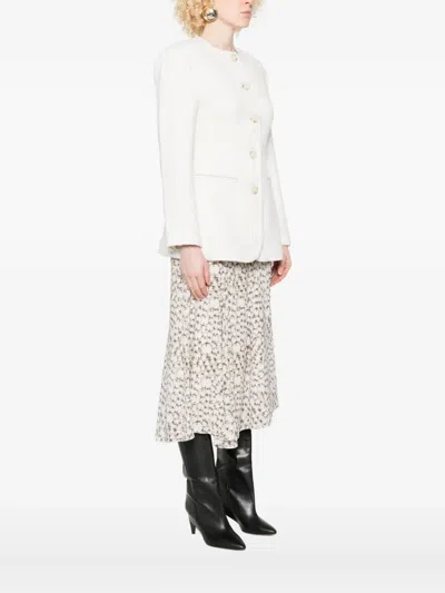 Malina Buttoned Tweed Jacket In White