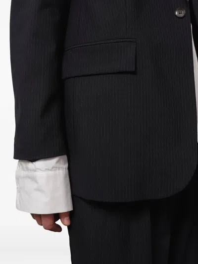 细条纹单排扣西装夹克