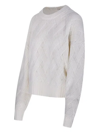 Allude Diamond-pattern Sweater In White