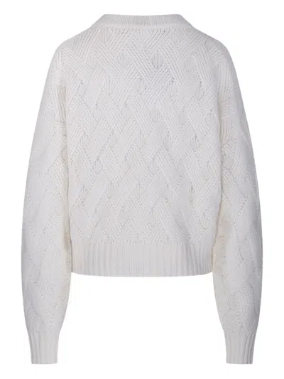 Allude Diamond-pattern Sweater In White
