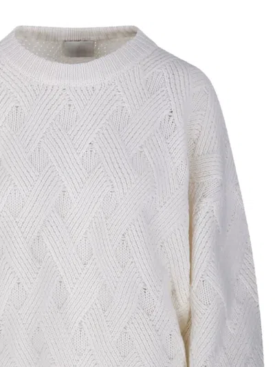 Allude Diamond-pattern Sweater In White