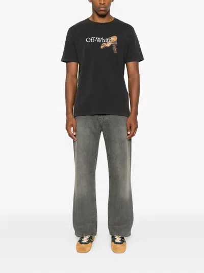 Off-white Washed Black Cupid Arrow Skate Logo T-shirt