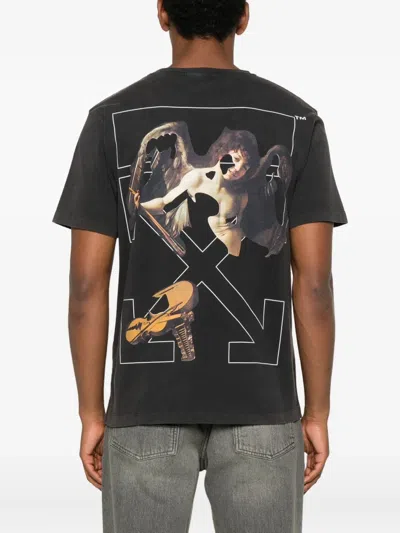 Off-white Washed Black Cupid Arrow Skate Logo T-shirt